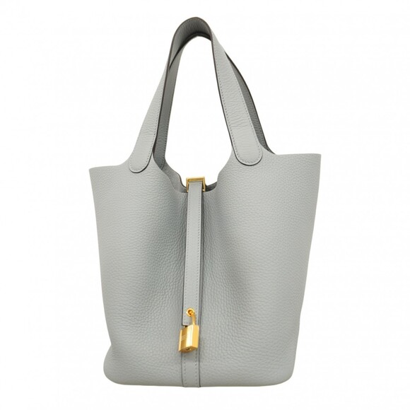 HERMES Handbags - Hermes Hermès Picotin Lock MM Handbag in Taurillon Clemence Blue Run with K S...